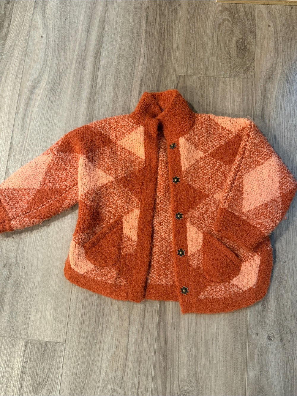 Misha And Puff Orange and Peach Textured Knit Kids Jacket